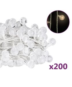 Filo di Luci Sferiche 20m 200 LED Bianco Caldo 8 Funzioni