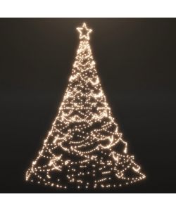 Albero di Natale con Palo in Metallo 500 LED Bianco Caldo 3 m