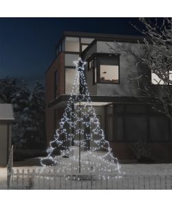 Albero di Natale con Palo in Metallo 500 LED Bianco Freddo 3 m