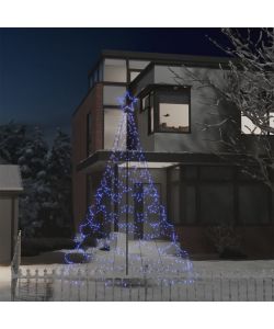 Albero di Natale con Palo in Metallo 500 LED Blu 3 m