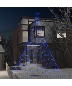 Albero di Natale con Palo in Metallo 1400 LED Blu 5 m