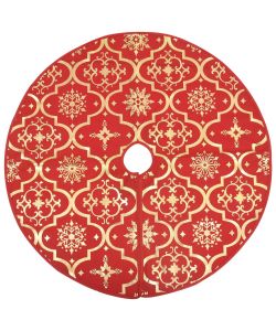 Gonna Albero Natale Raffinata con Calza Rosso Tessuto 90 cm