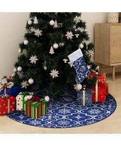 Gonna Albero Natale Raffinata con Calza Blu in Tessuto 90 cm