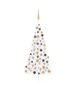 Set Albero Natale Artificiale a Met LED Palline Bianco 180cm