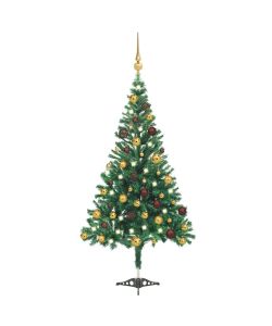 Set Albero Natale Artificiale con LED e Palline 120 cm 230 Rami