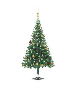 Set Albero Natale Artificiale con LED e Palline 180 cm 564 Rami