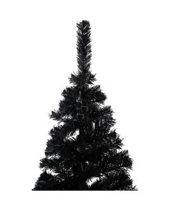 Set Albero Natale Artificiale con LED e Palline Nero 240 cm PVC