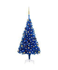 Set Albero Natale Artificiale con LED e Palline Blu 150 cm PVC