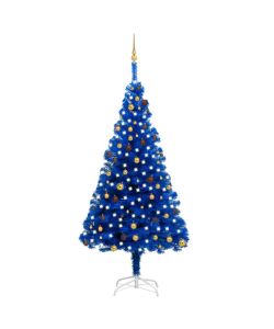Set Albero Natale Artificiale con LED e Palline Blu 240 cm PVC