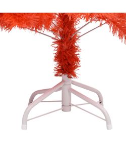 Set Albero Natale Artificiale con LED e Palline Rosso 150cm PVC