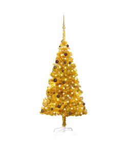 Set Albero Natale Artificiale con LED e Palline Oro 180cm PET