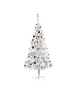 Set Albero Natale Artificiale LED e Palline Argento 180cm PET