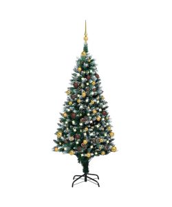 Set Albero Natale Artificiale con LED Palline e Pigne 150 cm