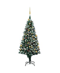 Set Albero Natale Artificiale con LED Palline e Pigne 180 cm
