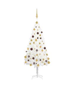 Set Albero Natale Artificiale con LED e Palline Bianco 150 cm