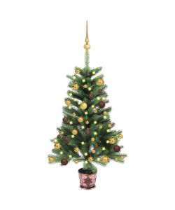 Albero di Natale Artificiale con LED e Set Palline 65 cm Verde