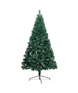 Set Albero Natale Artificiale a Met LED e Palline Verde 120cm