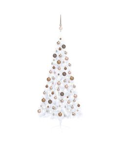 Set Albero Natale Artificiale a Met LED Palline Bianco 180cm