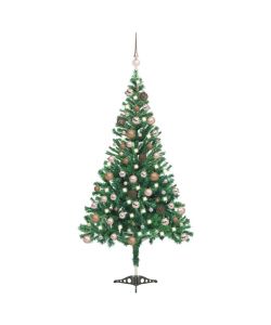 Set Albero Natale Artificiale con LED e Palline 180 cm 564 Rami