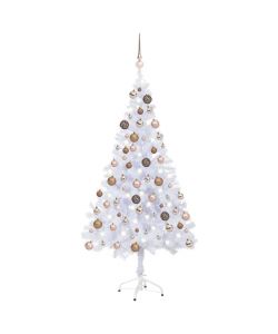 Set Albero Natale Artificiale con LED e Palline 150 cm 380 Rami