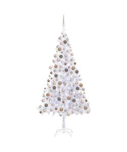 Set Albero Natale Artificiale con LED e Palline 210 cm 910 Rami