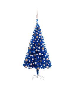 Set Albero Natale Artificiale con LED e Palline Blu 150 cm PVC