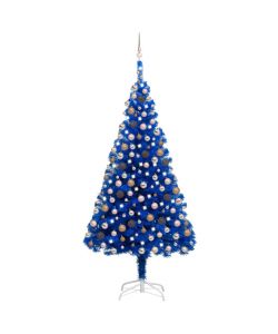 Set Albero Natale Artificiale con LED e Palline Blu 210 cm PVC