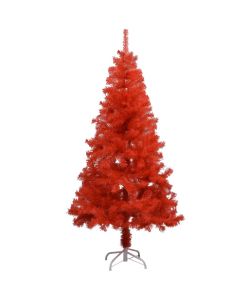 Set Albero Natale Artificiale con LED e Palline Rosso 150cm PVC