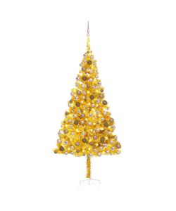 Set Albero Natale Artificiale con LED e Palline Oro 240 cm PET