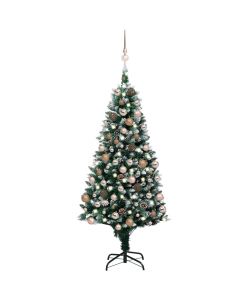 Set Albero Natale Artificiale con LED Palline e Pigne 180 cm