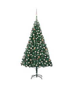 Set Albero Natale Artificiale con LED e Palline Verde 210cm PVC