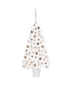 Set Albero Natale Artificiale con LED e Palline Bianco 90 cm