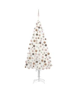 Set Albero Natale Artificiale con LED e Palline Bianco 210 cm