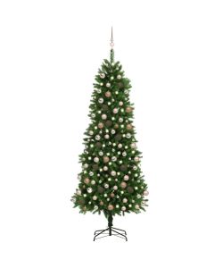 Set Albero Natale Artificiale con LED e Palline 240 cm Verde