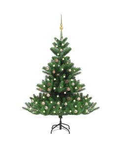 Albero Natale Artificiale Abete Nordmann LED Palline Verde120cm