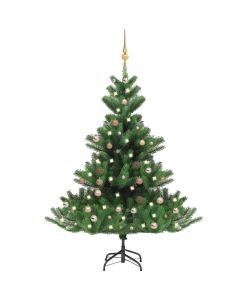 Albero Natale Artificiale Abete Nordmann LED Palline Verde180cm