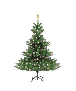 Albero Natale Artificiale Abete Nordmann LED Palline Verde210cm