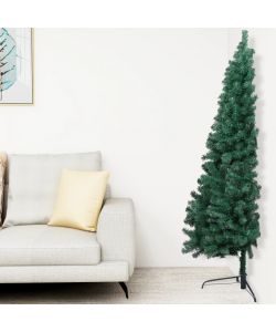 Set Albero Natale Artificiale a Met LED e Palline Verde 120cm