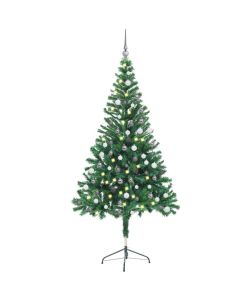 Set Albero Natale Artificiale con LED e Palline 150 cm 380 Rami