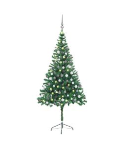 Set Albero Natale Artificiale con LED e Palline 180 cm 564 Rami