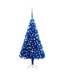 Set Albero Natale Artificiale con LED e Palline Blu 180 cm PVC