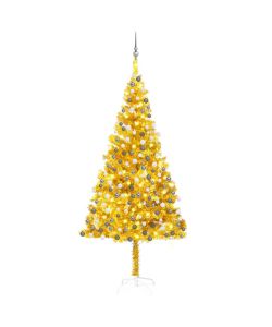 Set Albero Natale Artificiale con LED e Palline Oro 240 cm PET