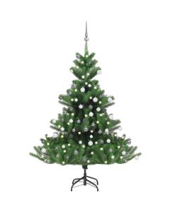 Albero Natale Artificiale Abete Nordmann LED Palline Verde150cm