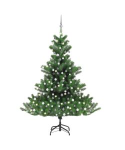 Albero Natale Artificiale Abete Nordmann LED Palline Verde210cm