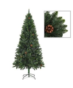 Set Albero Natale Artificiale con LED e Palline Verde 210cm