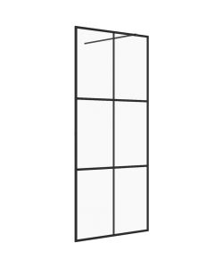 Parete per Doccia Walk-in Vetro Trasparente ESG 115x195cm Nera