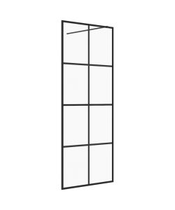 Parete per Doccia Walk-in Vetro Trasparente ESG 80x195 cm Nera