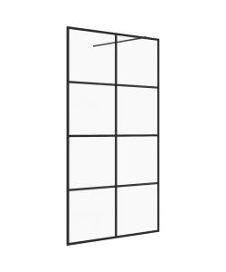 Parete per Doccia Walk-in Vetro Trasparente ESG 90x195 cm Nera