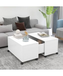 Tavolino da Caff� Bianco 75x75x38 cm in Truciolato