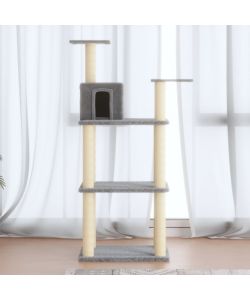 Albero per Gatti con Tiragraffi in Sisal Grigio Chiaro 119 cm 171809